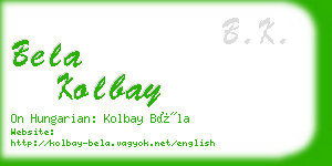 bela kolbay business card